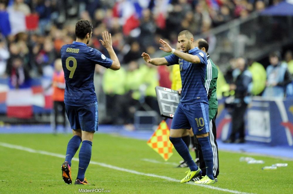 Karim Benzema et Olivier Giroud avec le maillot Bleu