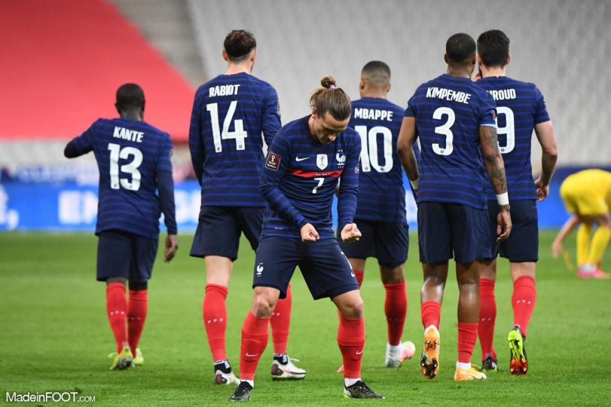 Les joueurs de l'équipe de France célébrant un but