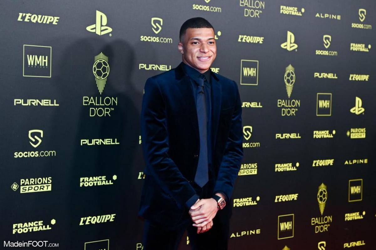 Kylian Mbappé lors de la cérémonie du Ballon d'Or.