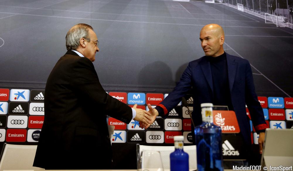 Zinedine Zidane, ex-coach du Real Madrid et Florentino Pérez, président. 