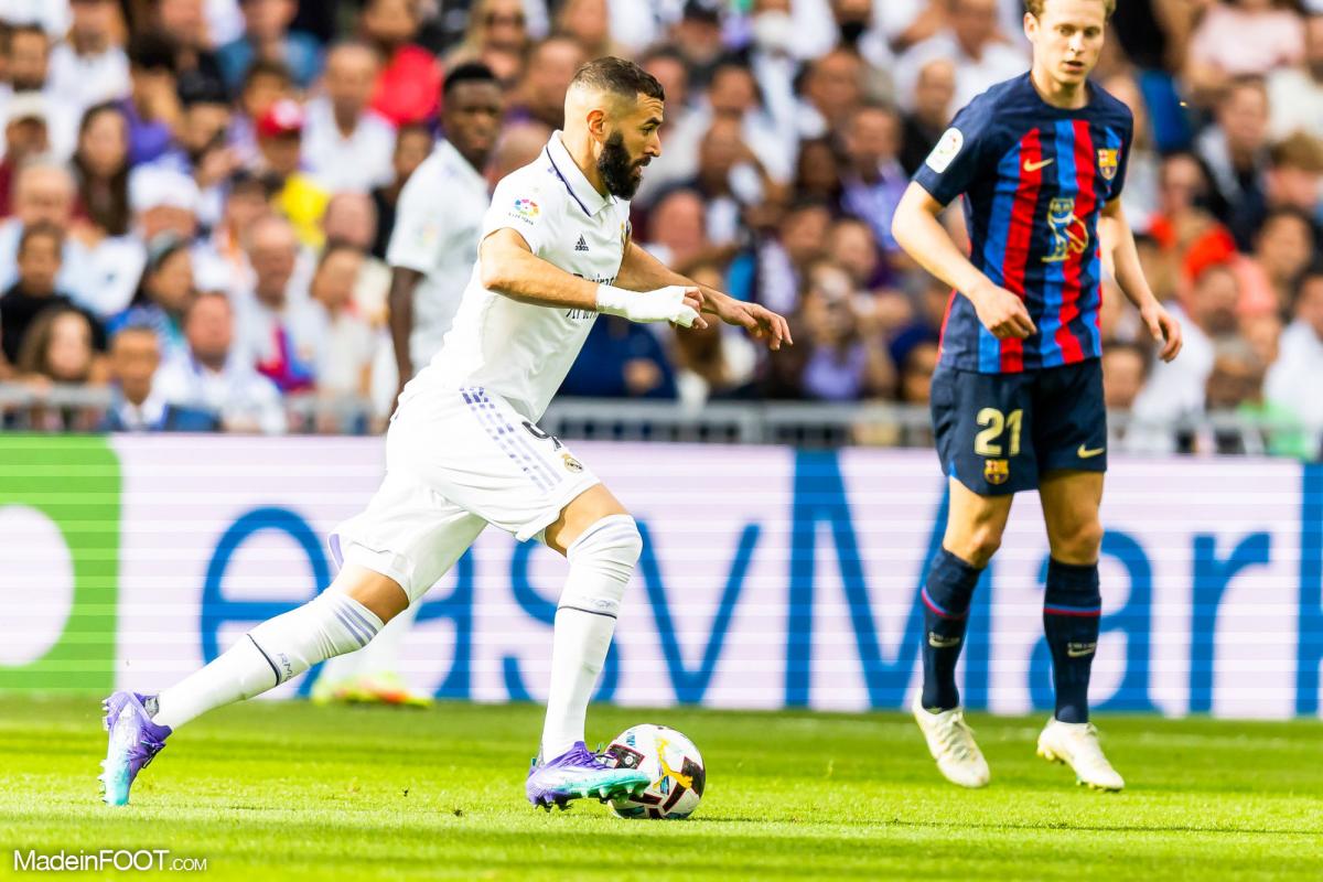 Karim Benzema, l'attaquant du Real Madrid, ici face au FC Barcelone.