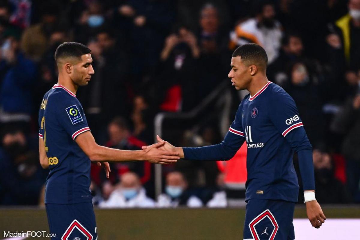 Achraf Hakimi et Kylian Mbappé, joueurs du PSG.