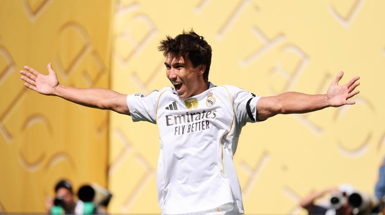 La joie de Gonzalo Garcia, de nouveau buteur avec le Real Madrid.