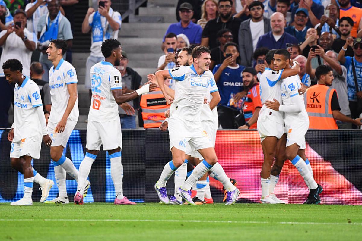 La joie des joueurs de l'Olympique de Marseille.