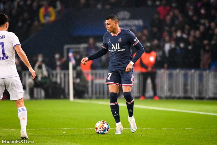 Kylian Mbappé, attaquant du Paris Saint-Germain face au Real Madrid.